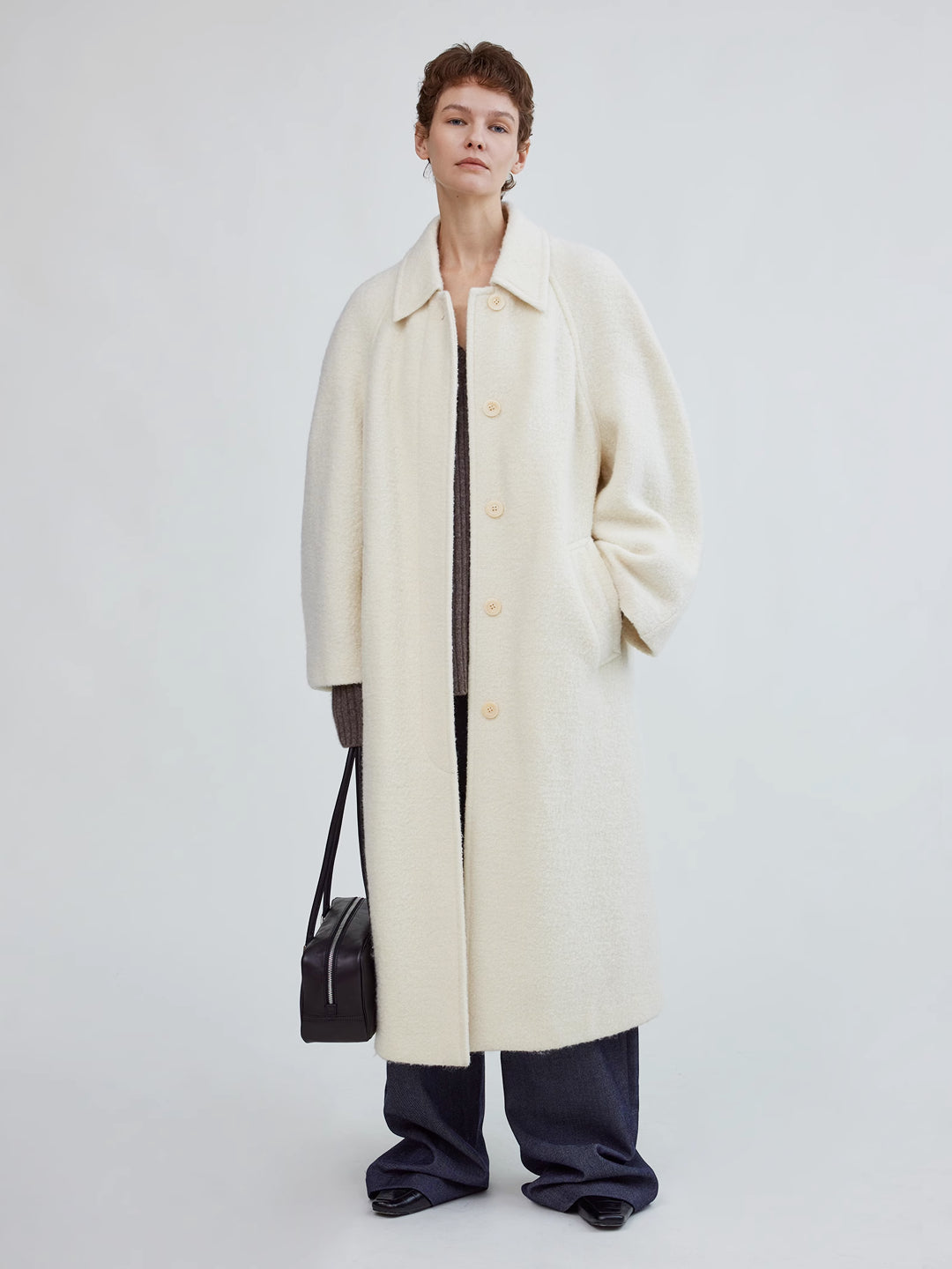 Long Wrap Coat in Wool