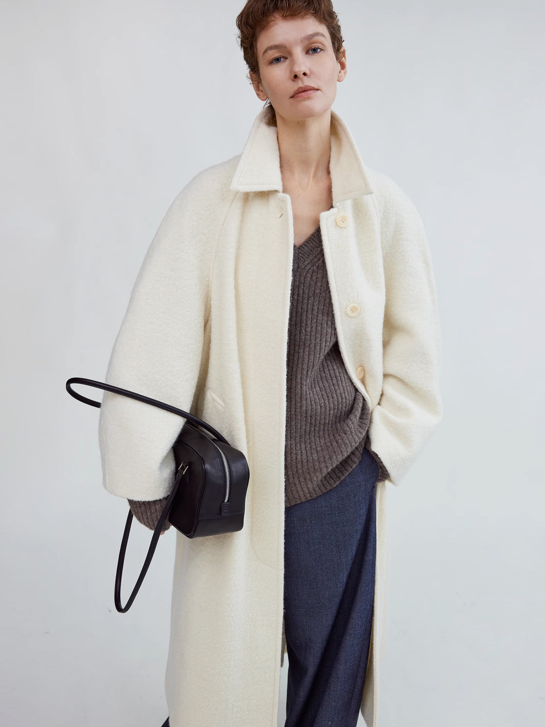 Long Wrap Coat in Wool