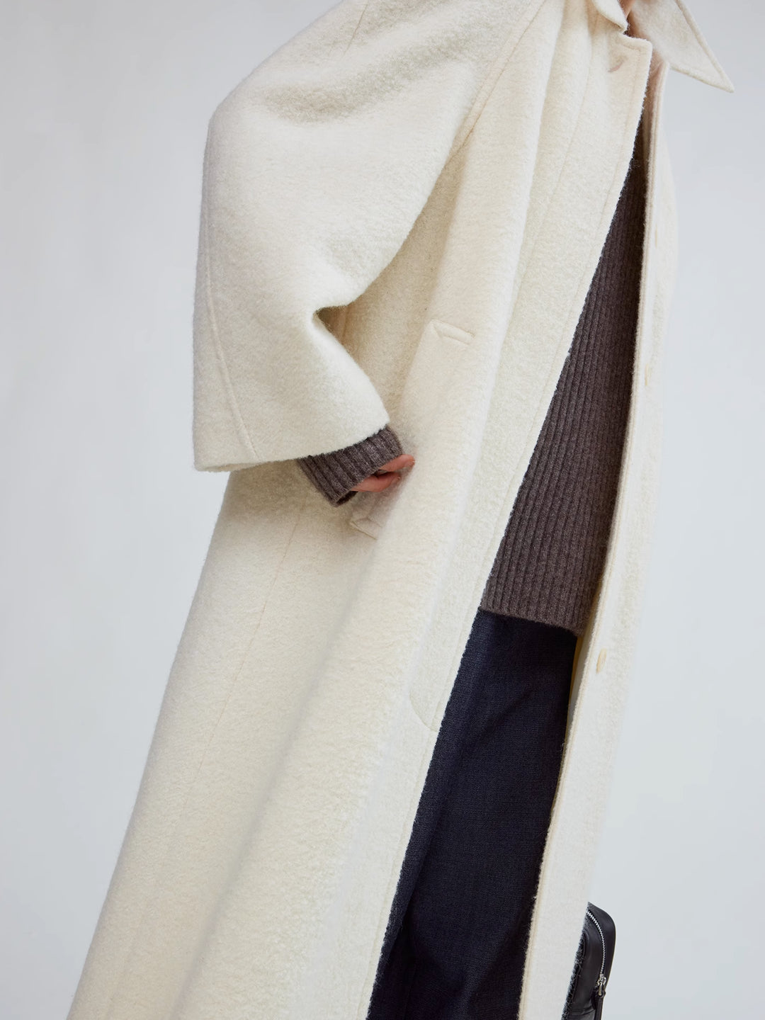 Long Wrap Coat in Wool