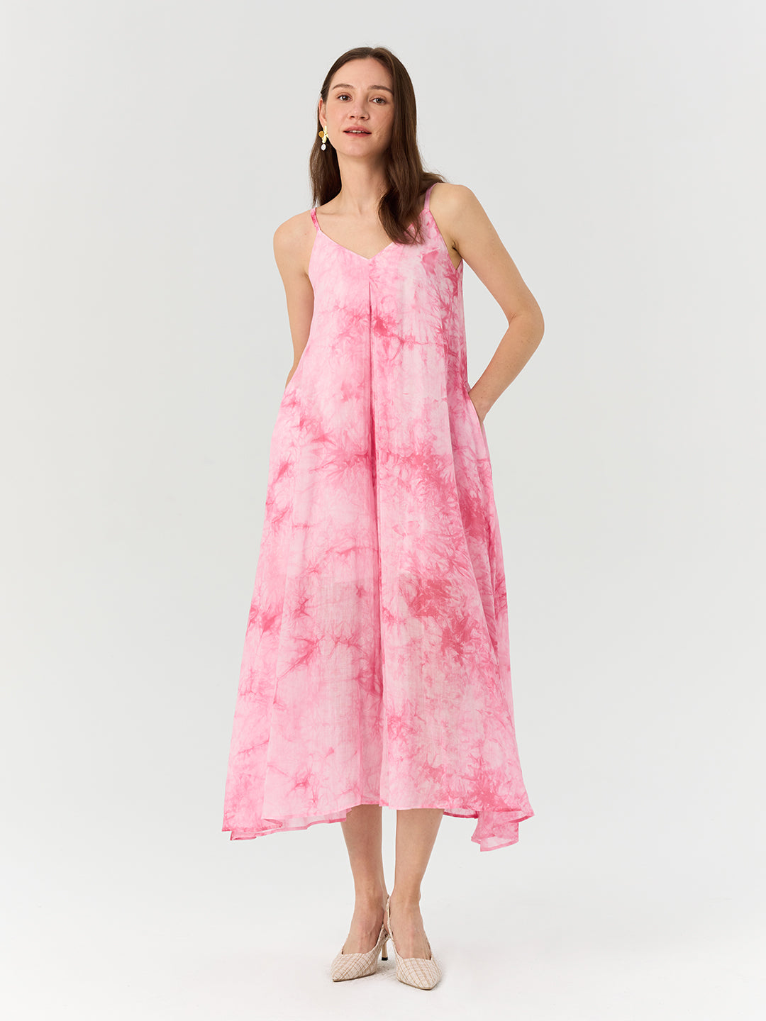 Backless Tie Dye Slip Midi Dress