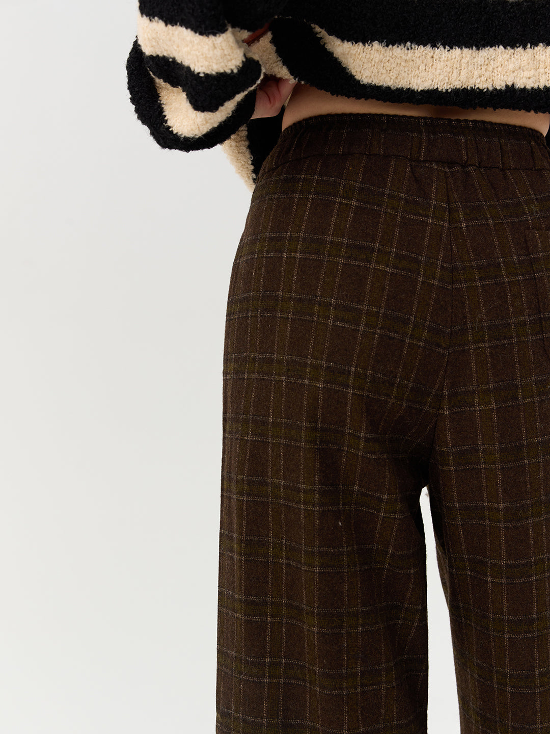 Wool Blend Tweed Relaxed Wide-Leg Pants