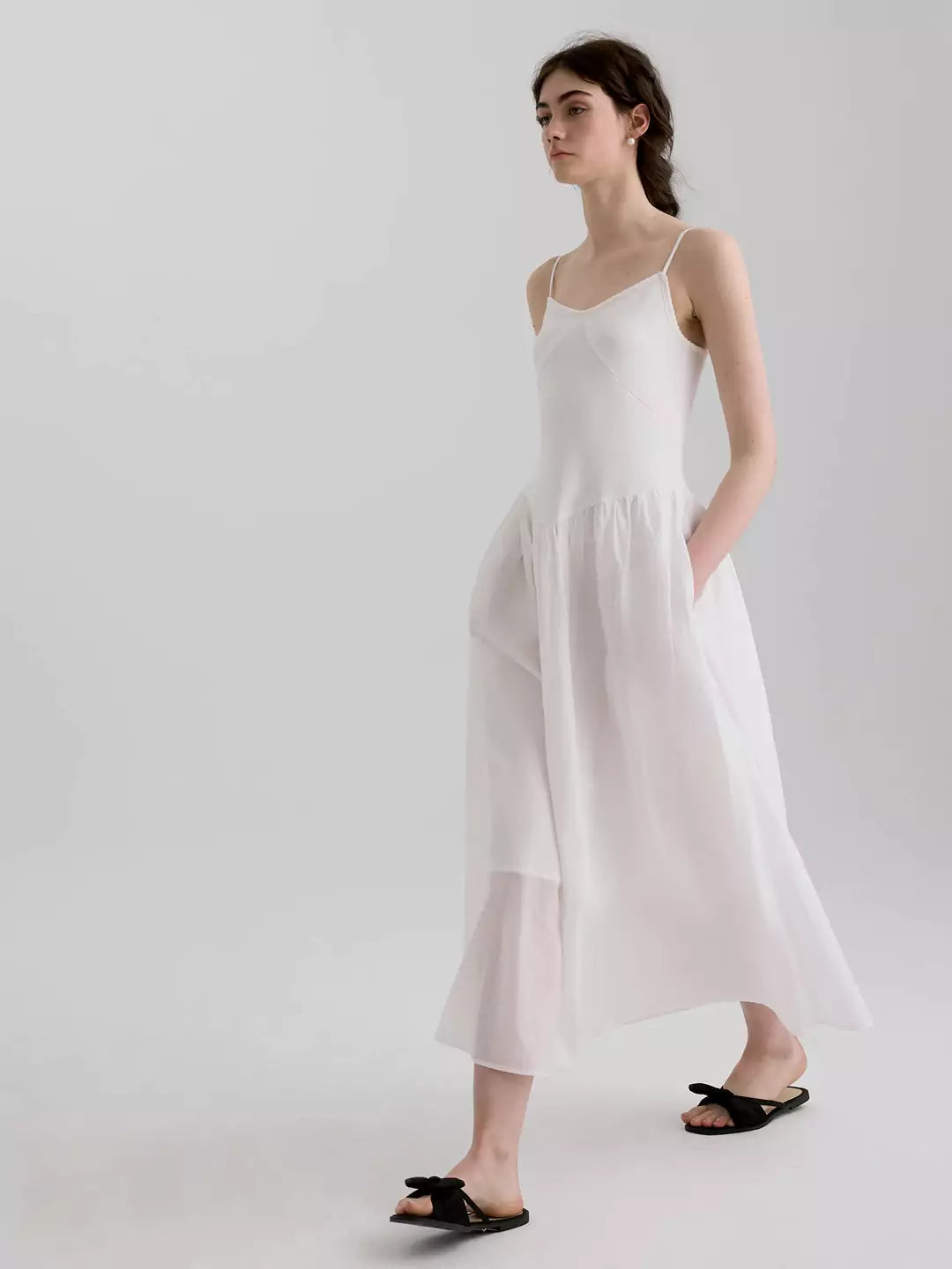 Puffy Hem Ballet Dress with Knit Details in Cotton