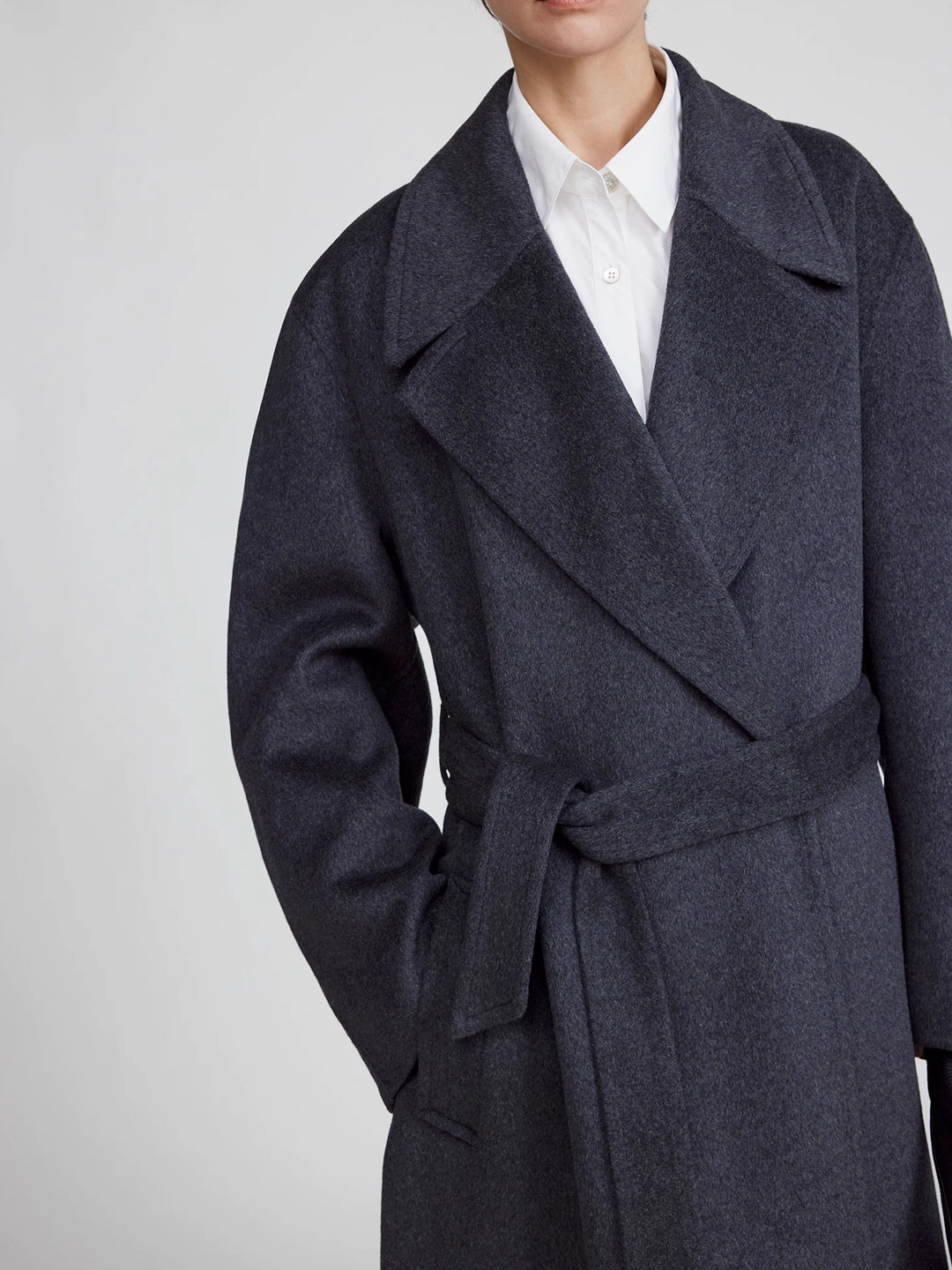 Maxi Lapel Long Coat in Merino Cashmere Blend