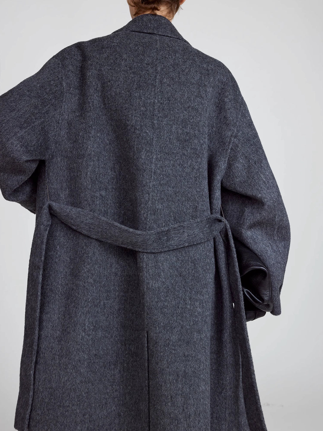 Maxi Lapel Long Wrap Coat in Wool Blend