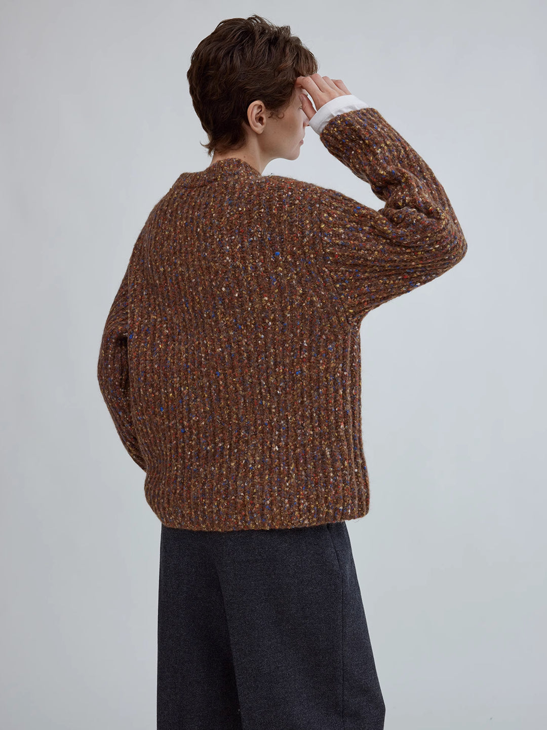 Speckled Yarn Loose-Fit Sweater In Merino Wool