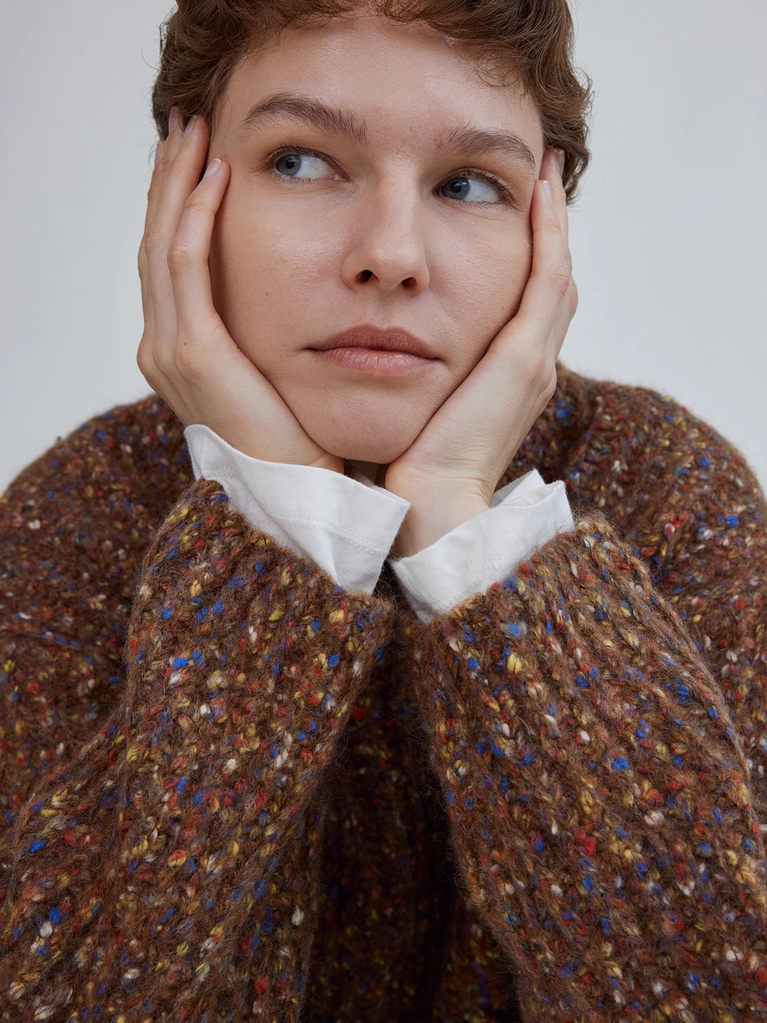 Speckled Yarn Loose-Fit Sweater In Merino Wool