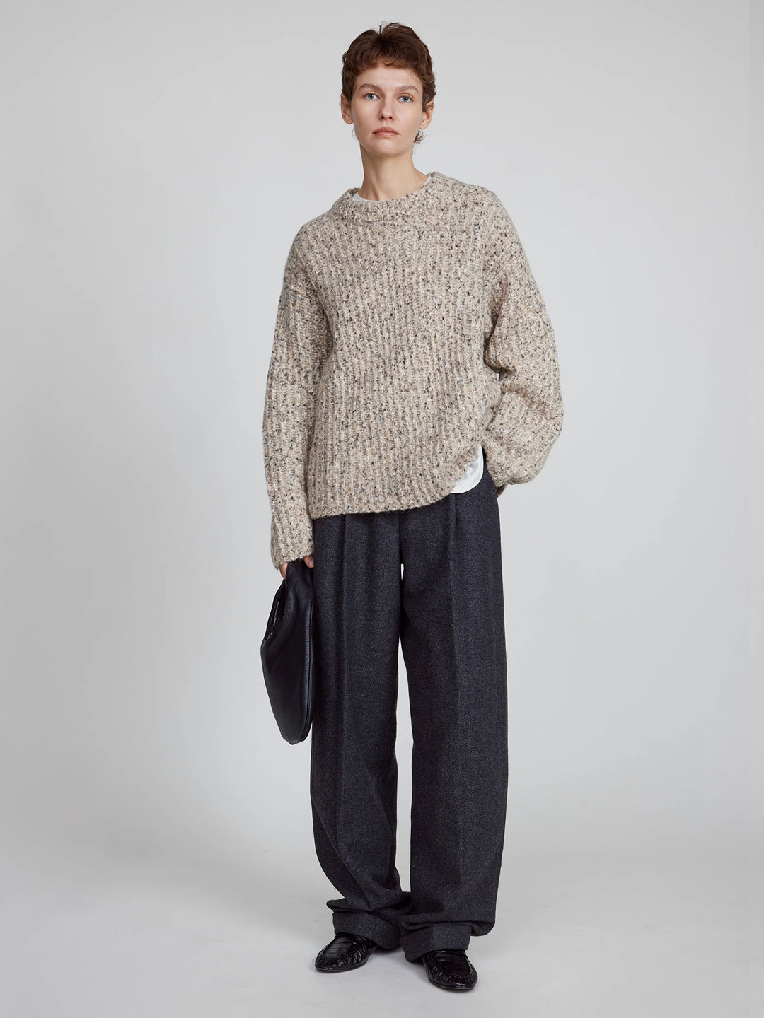 Speckled Yarn Loose-Fit Sweater In Merino Wool