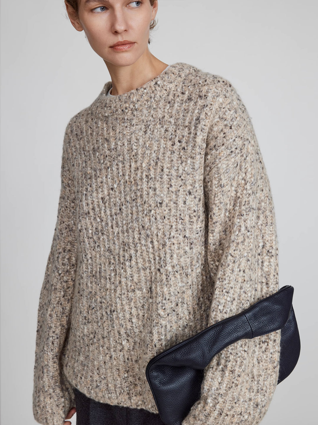 Speckled Yarn Loose-Fit Sweater In Merino Wool