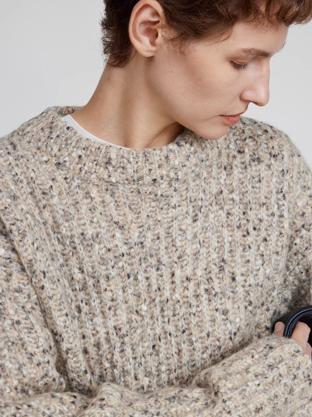 Speckled Yarn Loose-Fit Sweater In Merino Wool