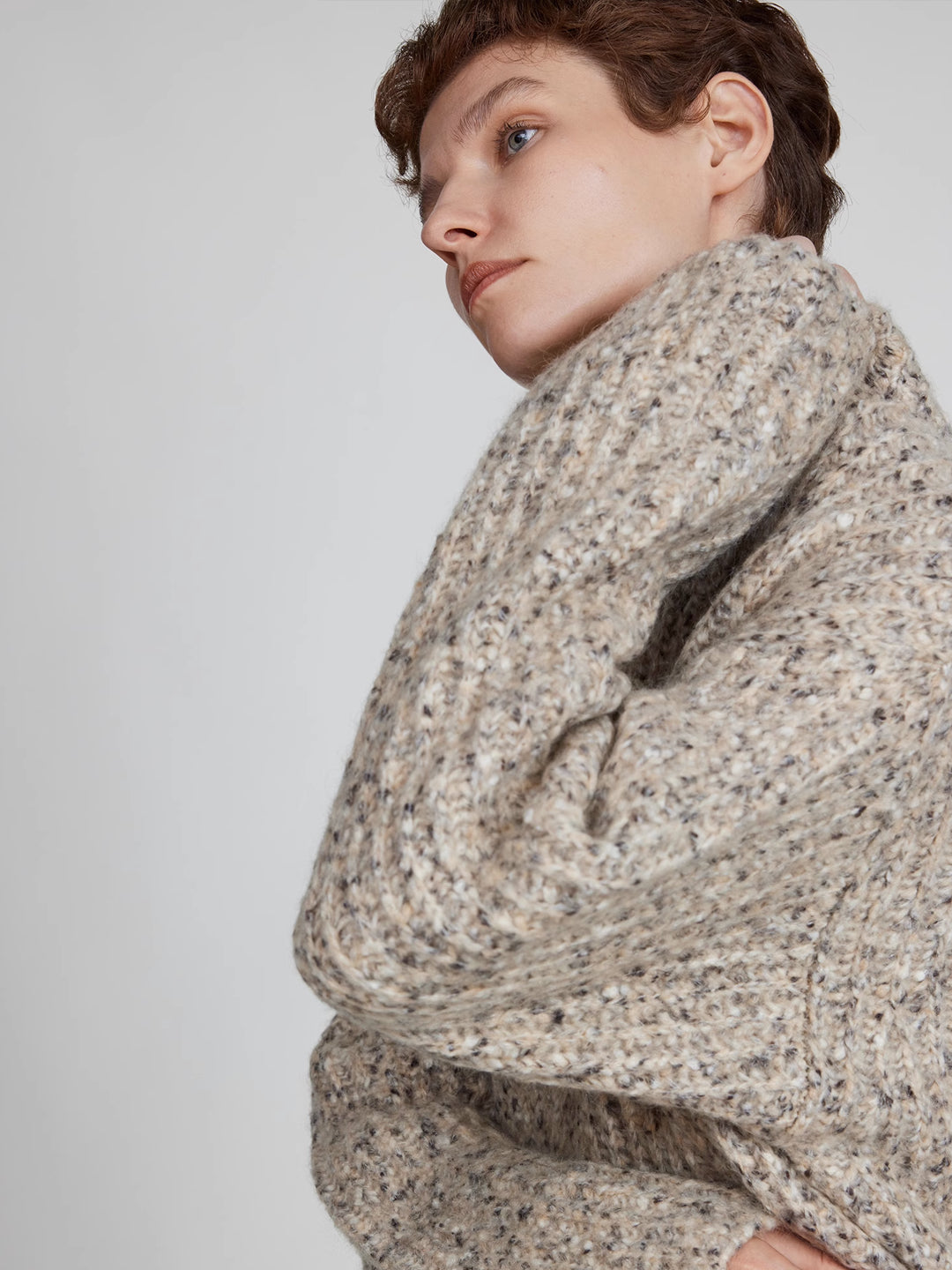 Speckled Yarn Loose-Fit Sweater In Merino Wool