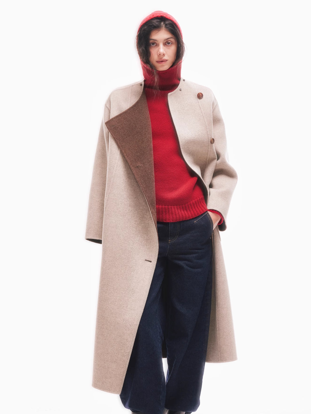 Reversible Wool Hooded Coat