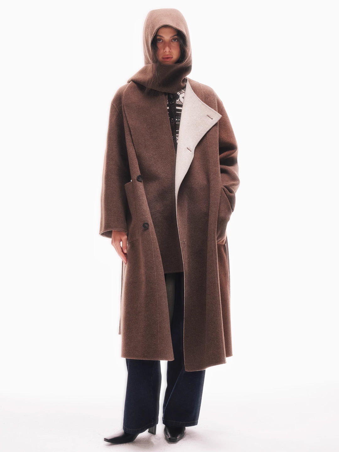 Reversible Wool Hooded Coat