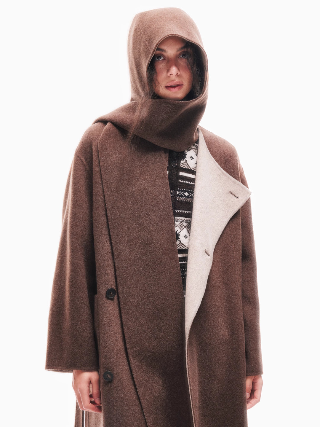 Reversible Wool Hooded Coat