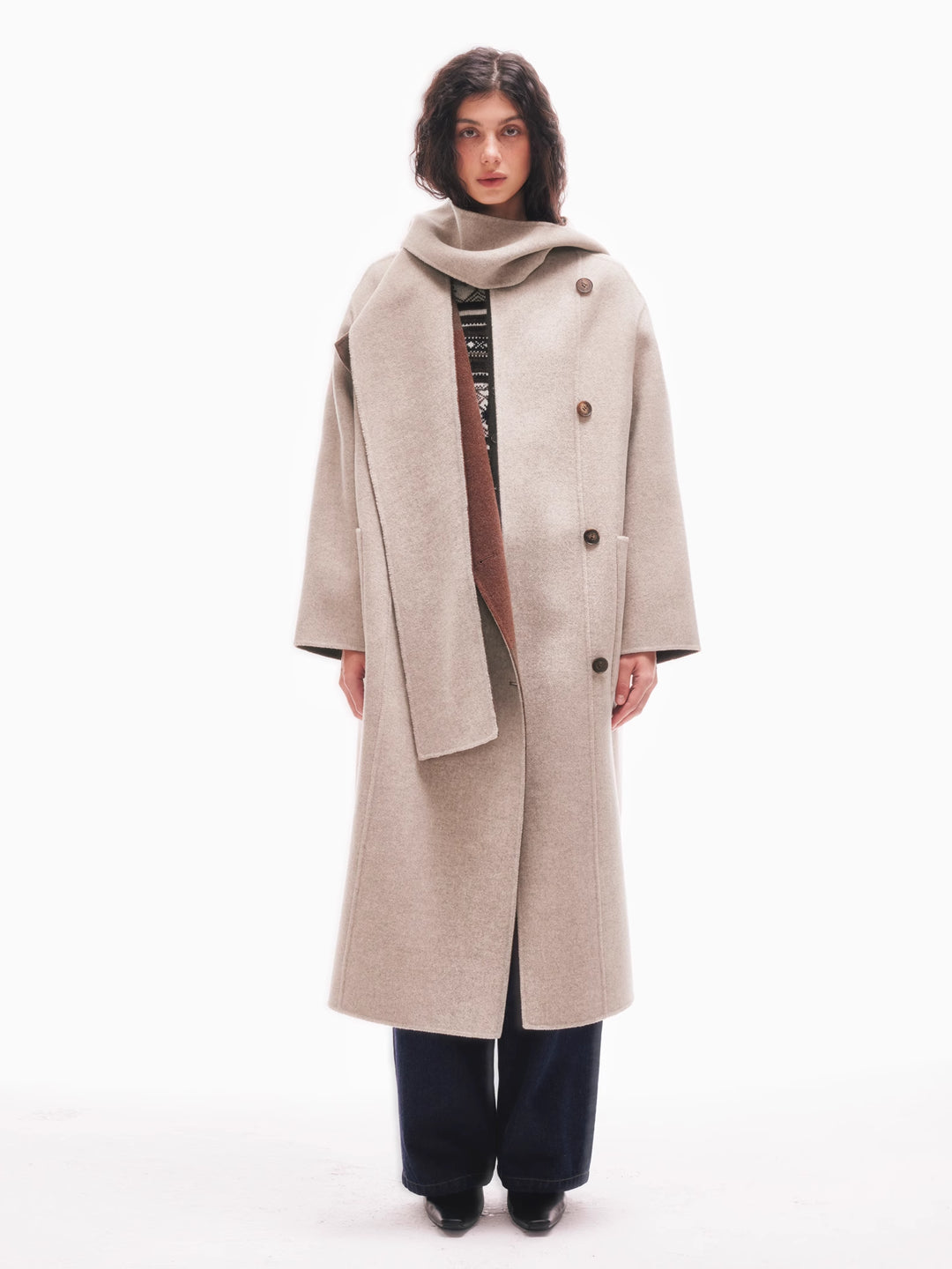 Reversible Wool Hooded Coat