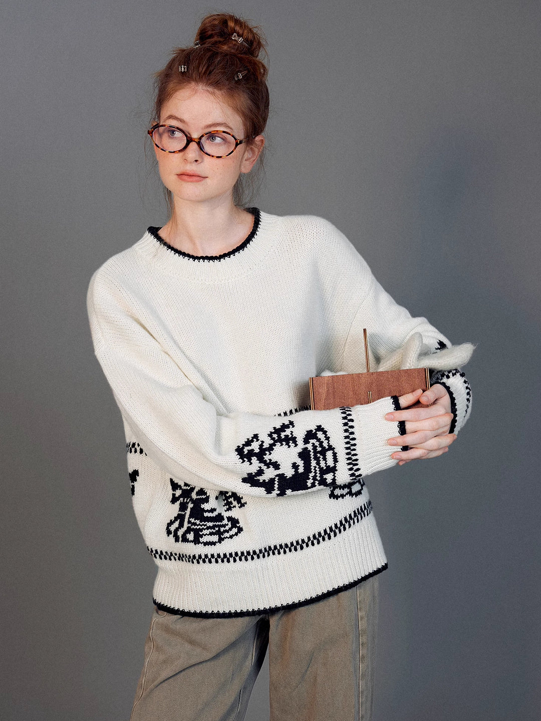 Fair Isle Wool Blend Chunky Knit Sweater