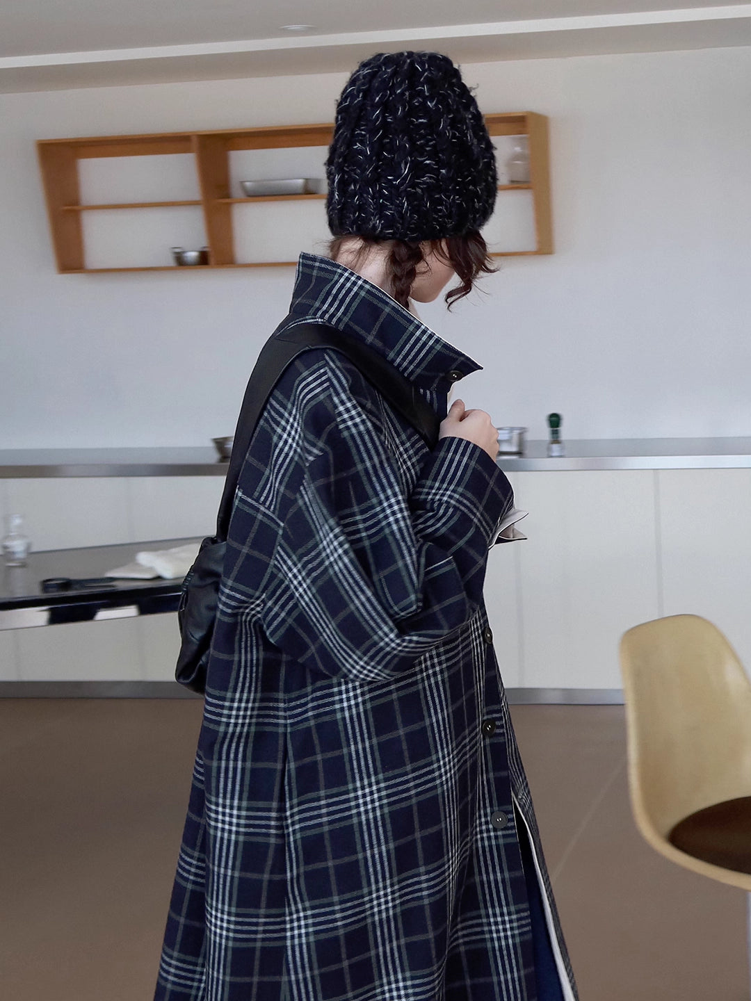 Reversible Plaid Leather Trench Coat – Two Looks in One