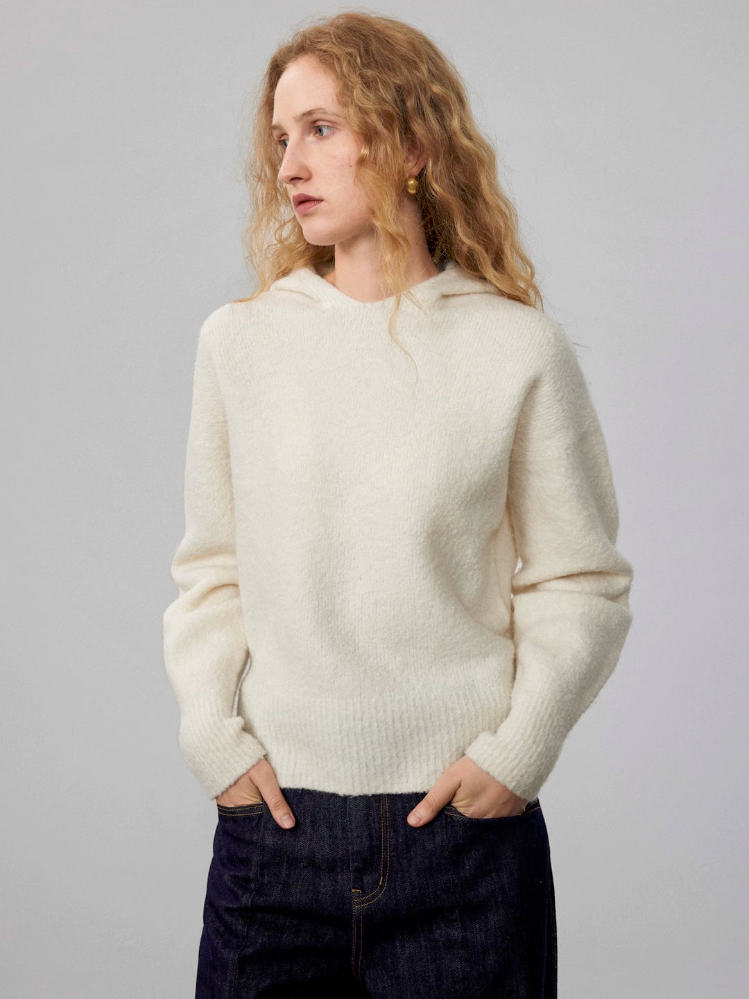 Hooded Sweater in Wool Blend