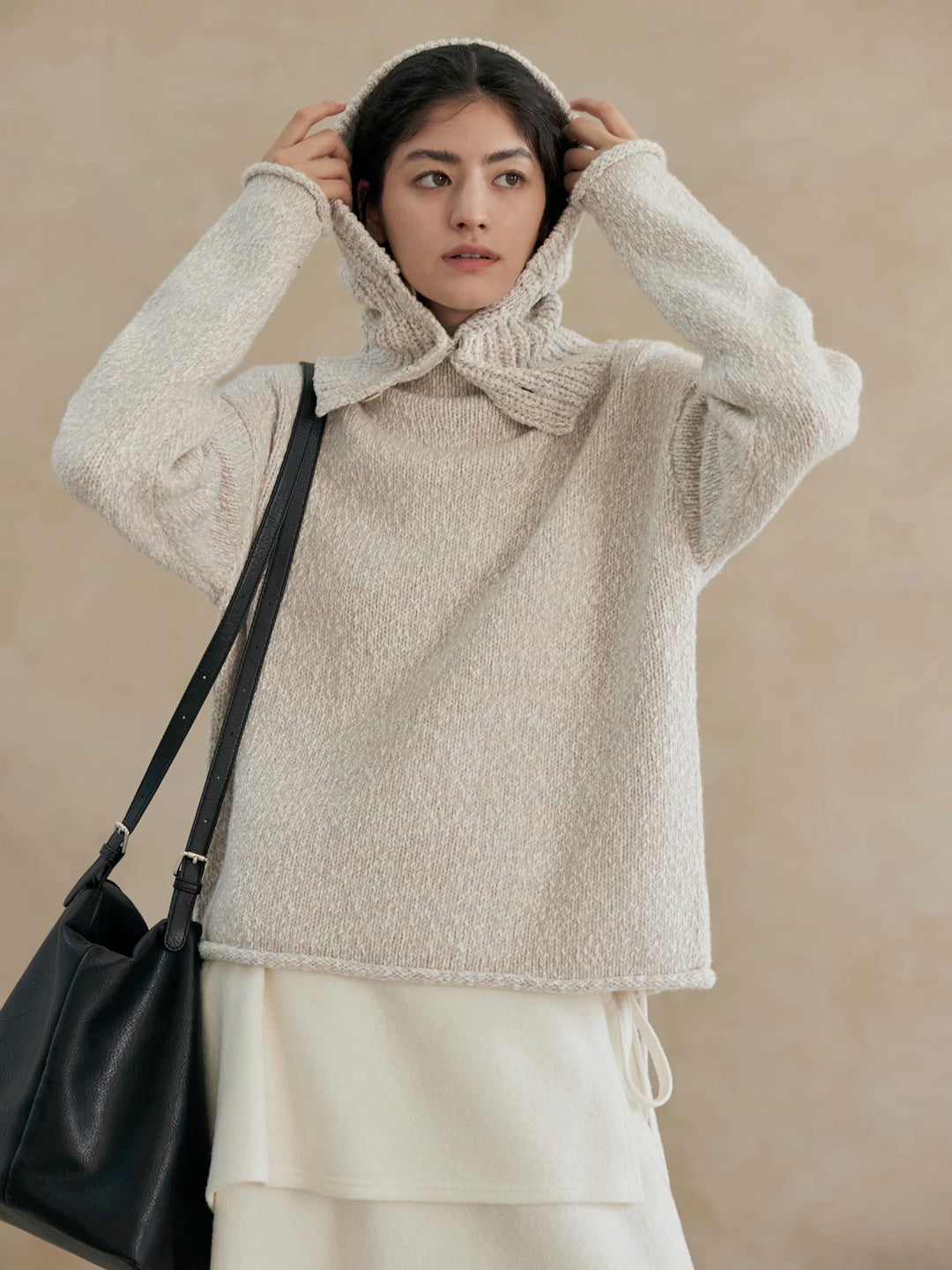 Rolled Edge Wool-Cotton Sweater