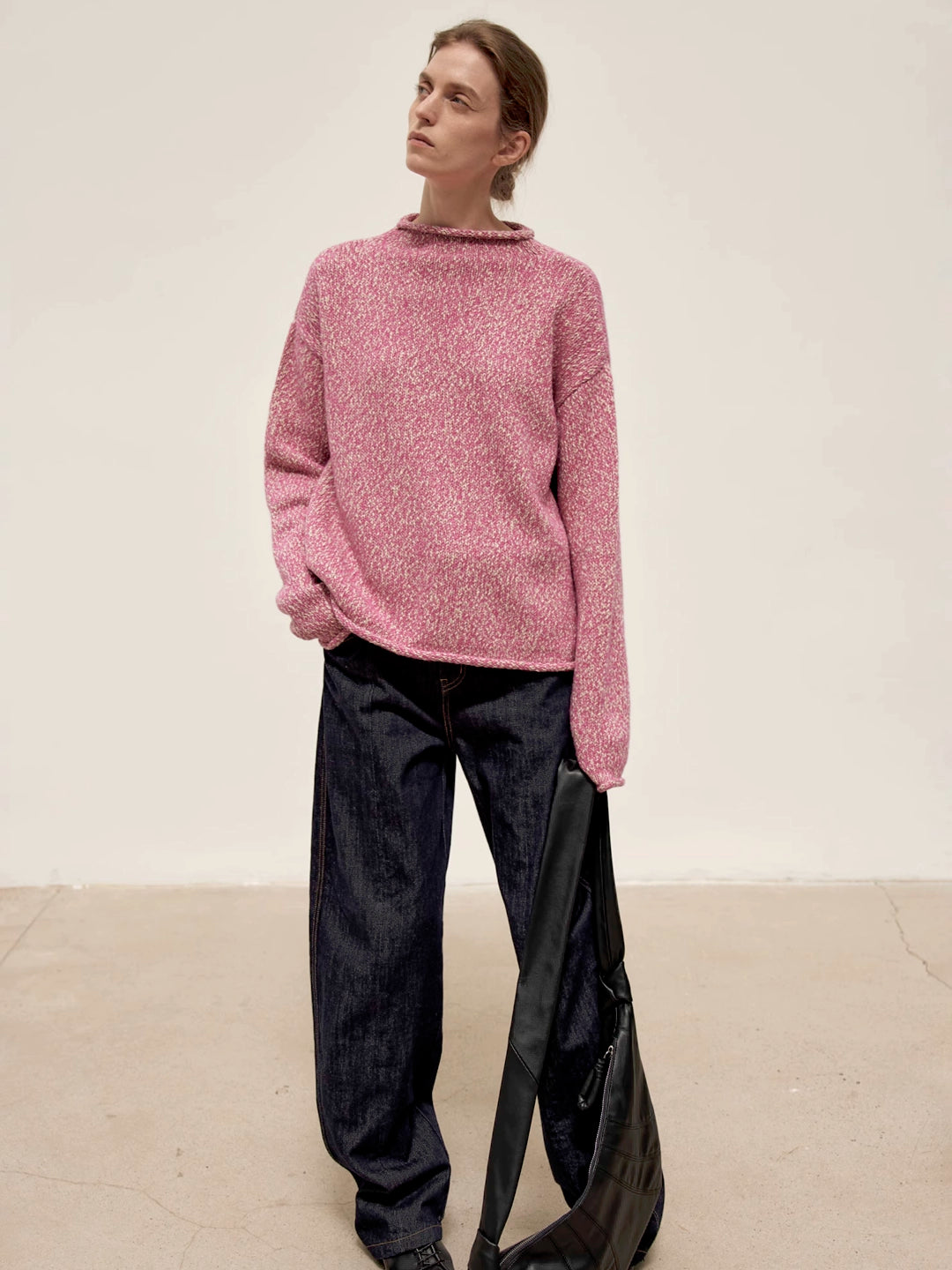 Rolled Edge Wool-Cotton Sweater