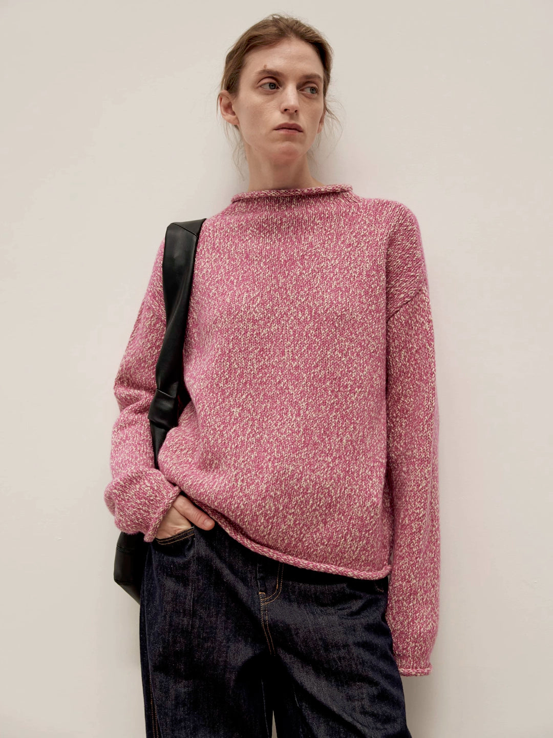 Rolled Edge Wool-Cotton Sweater