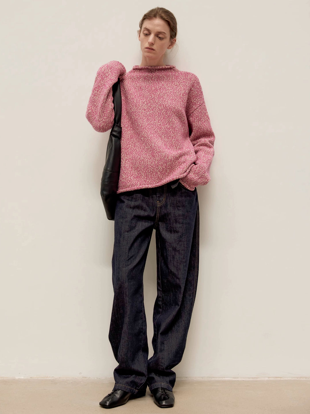 Rolled Edge Wool-Cotton Sweater