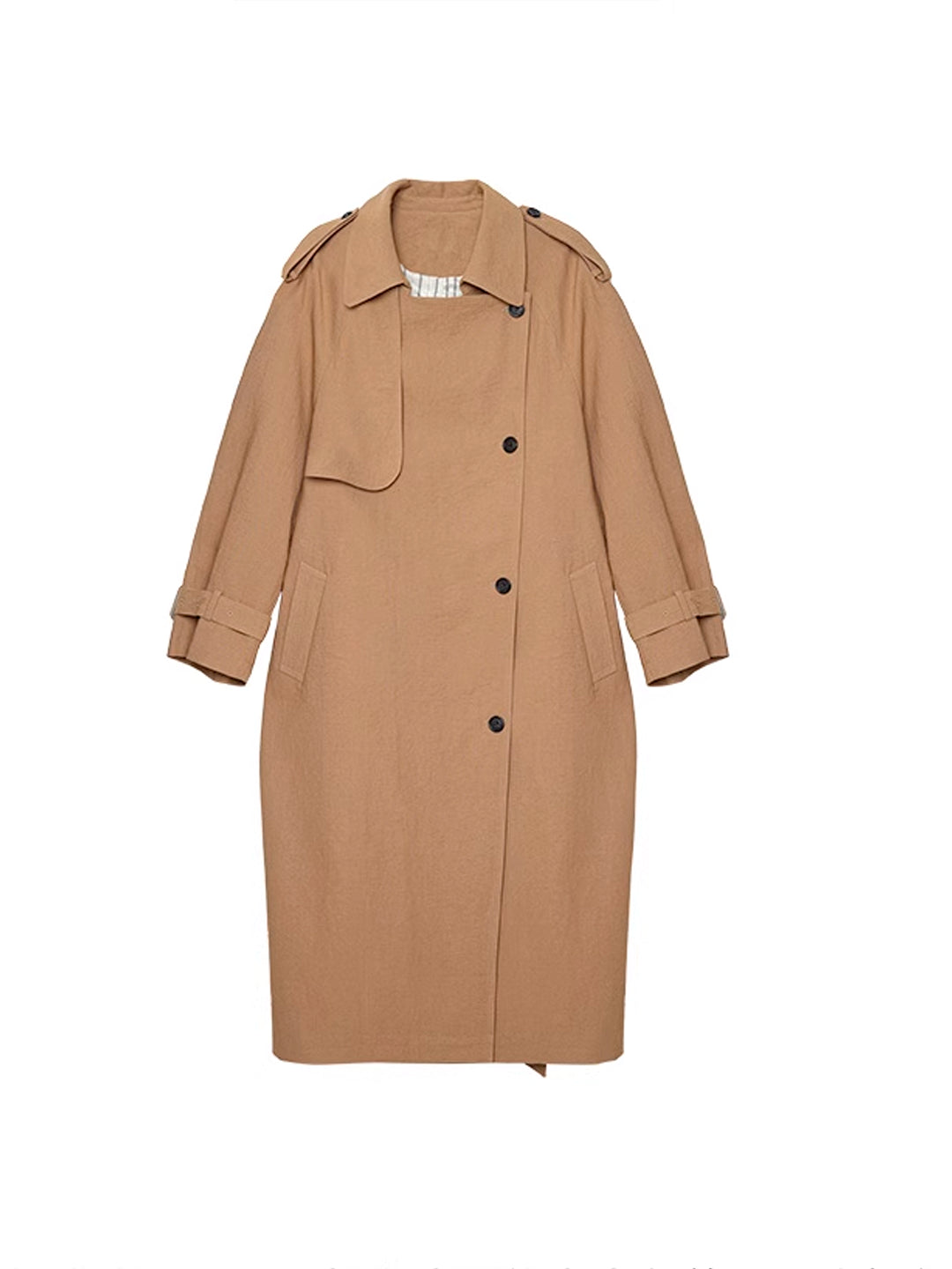 Relaxed Linen-Blend Fall Trench Coat with Notch Collar