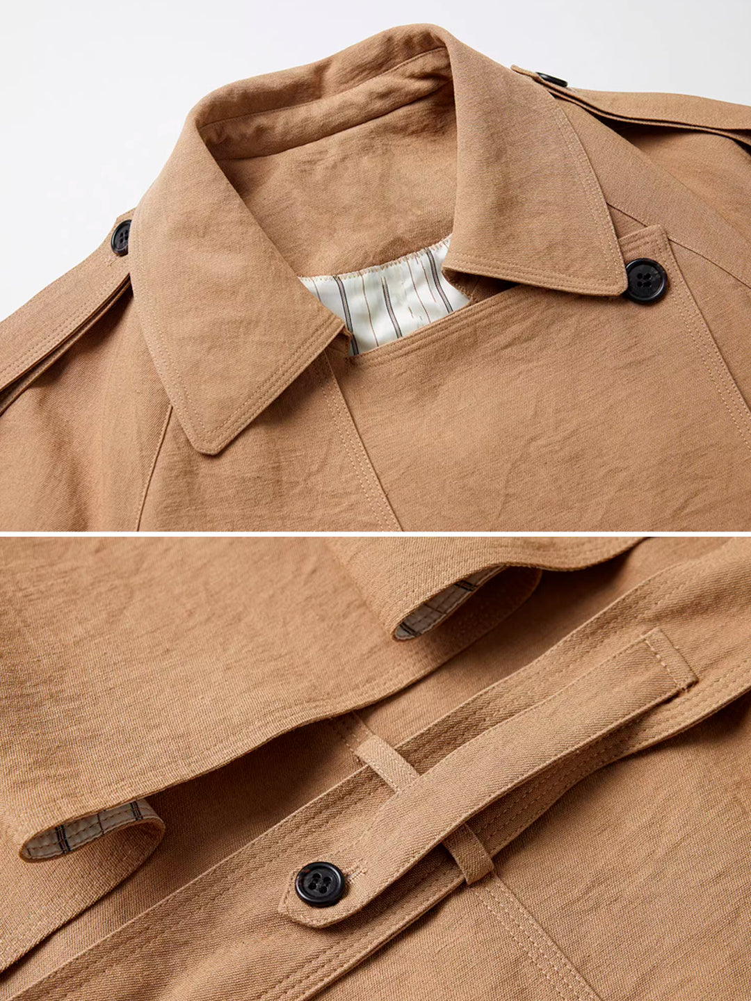 Relaxed Linen-Blend Fall Trench Coat with Notch Collar