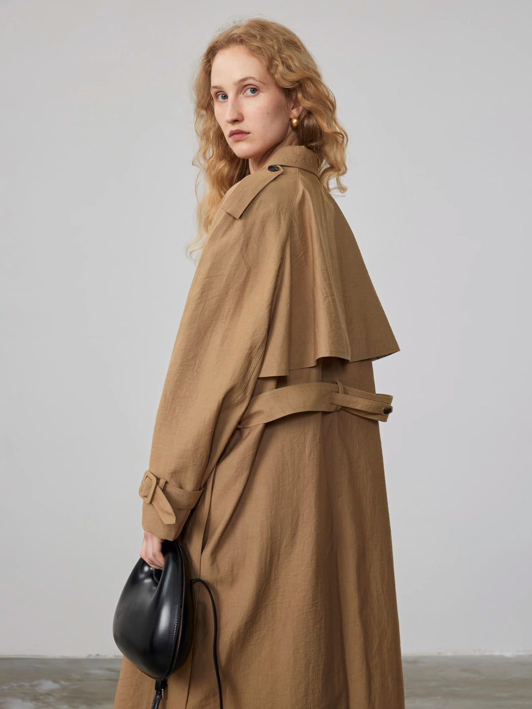 Relaxed Linen-Blend Fall Trench Coat with Notch Collar