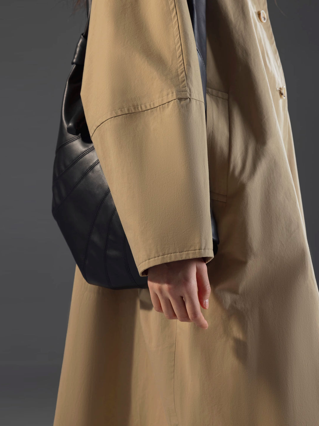 Batwing Sleeve Lapel Loose Midi Trench Coat