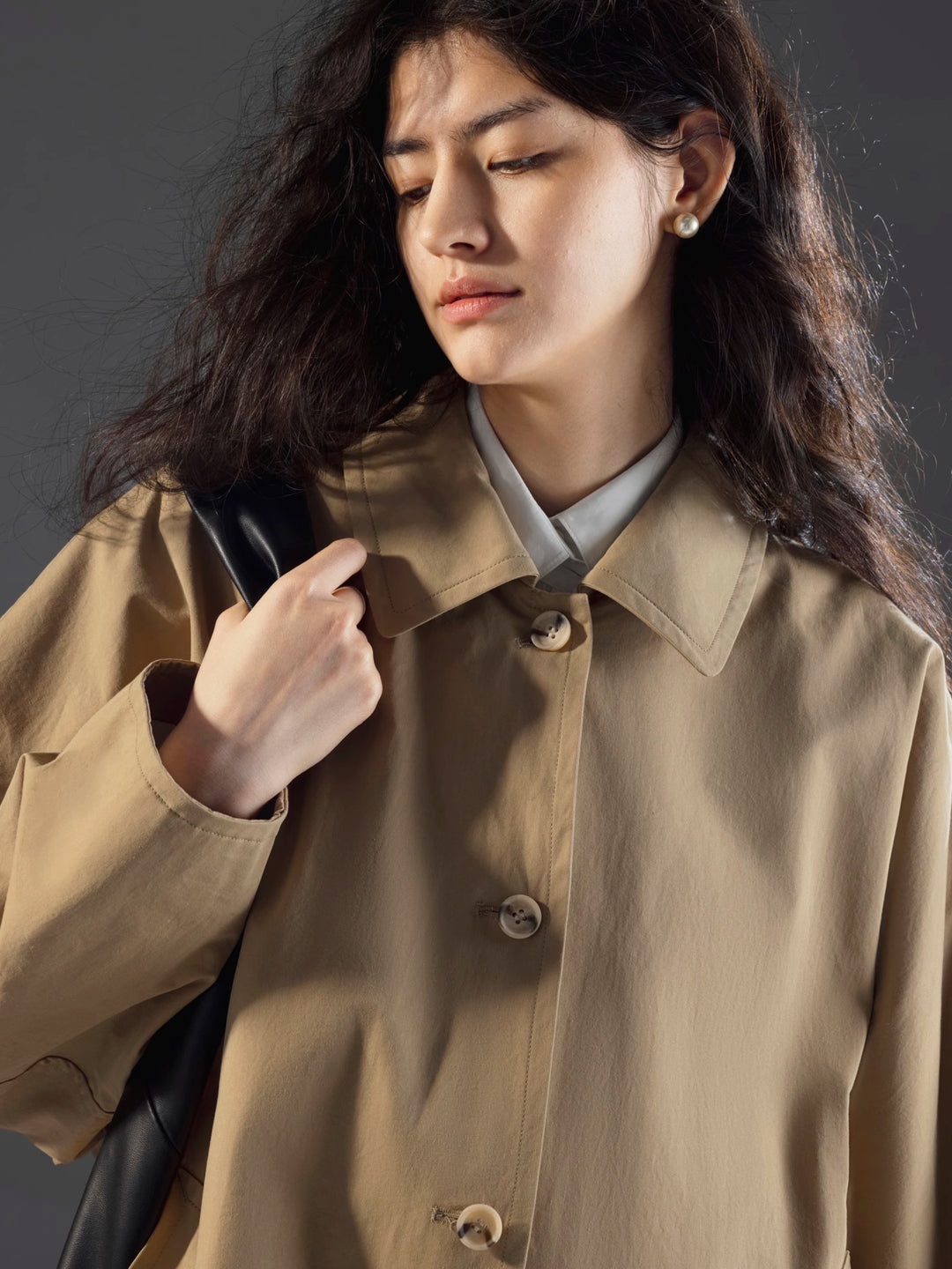 Batwing Sleeve Lapel Loose Midi Trench Coat