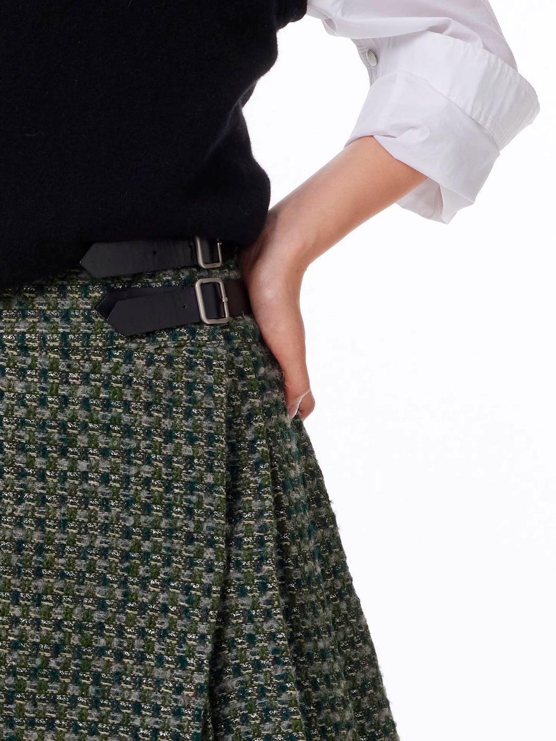 Tweed Pleated Mini Skirt