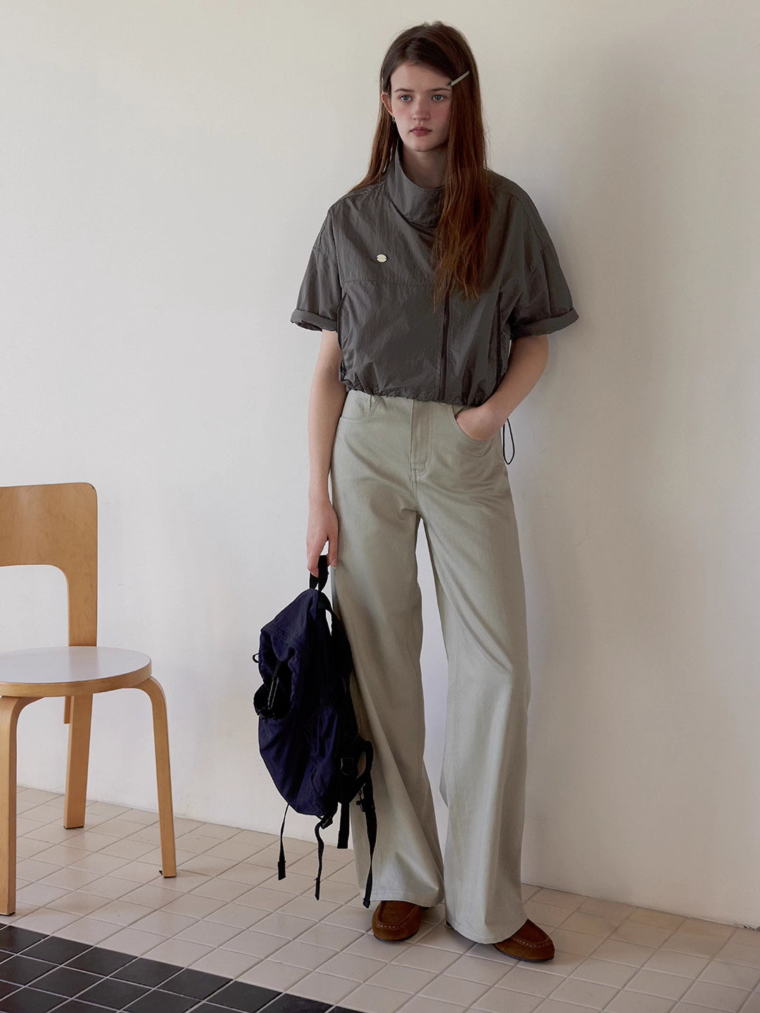 High-Waisted Straight-Leg Trousers