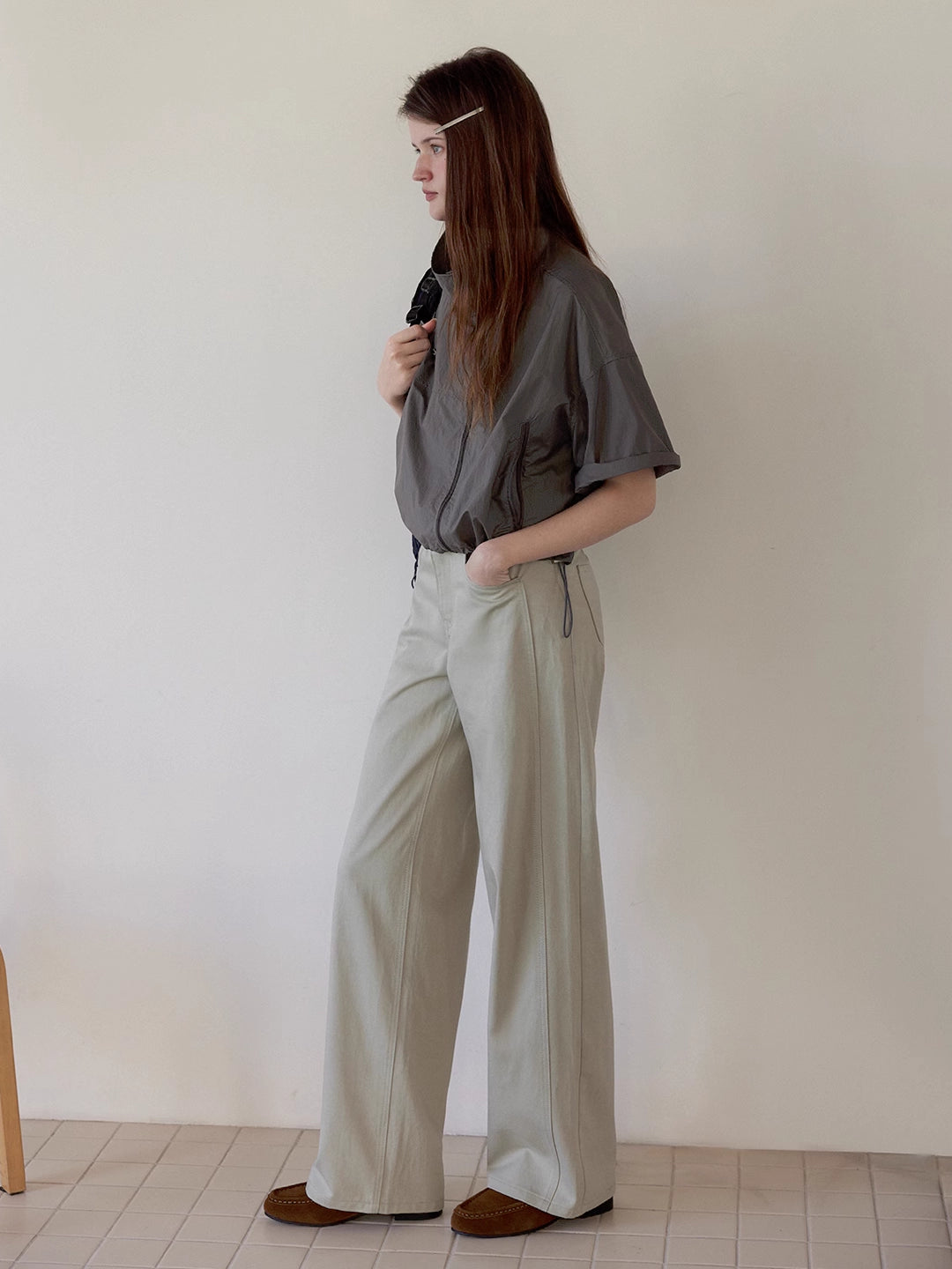 High-Waisted Straight-Leg Trousers