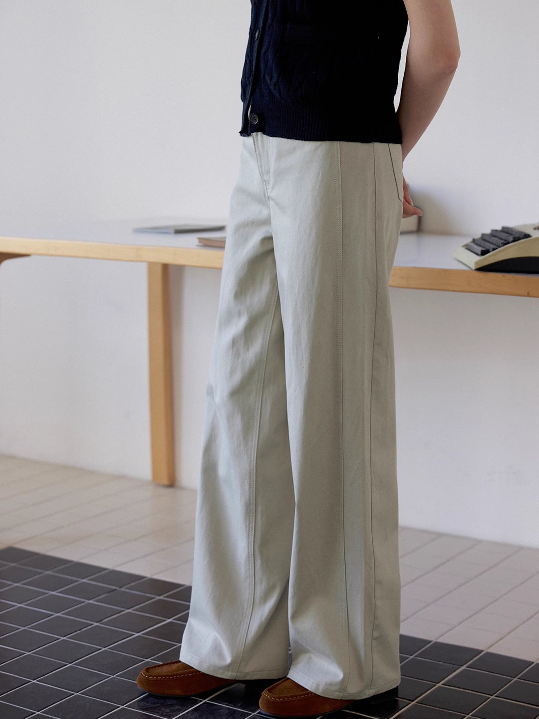 High-Waisted Straight-Leg Trousers