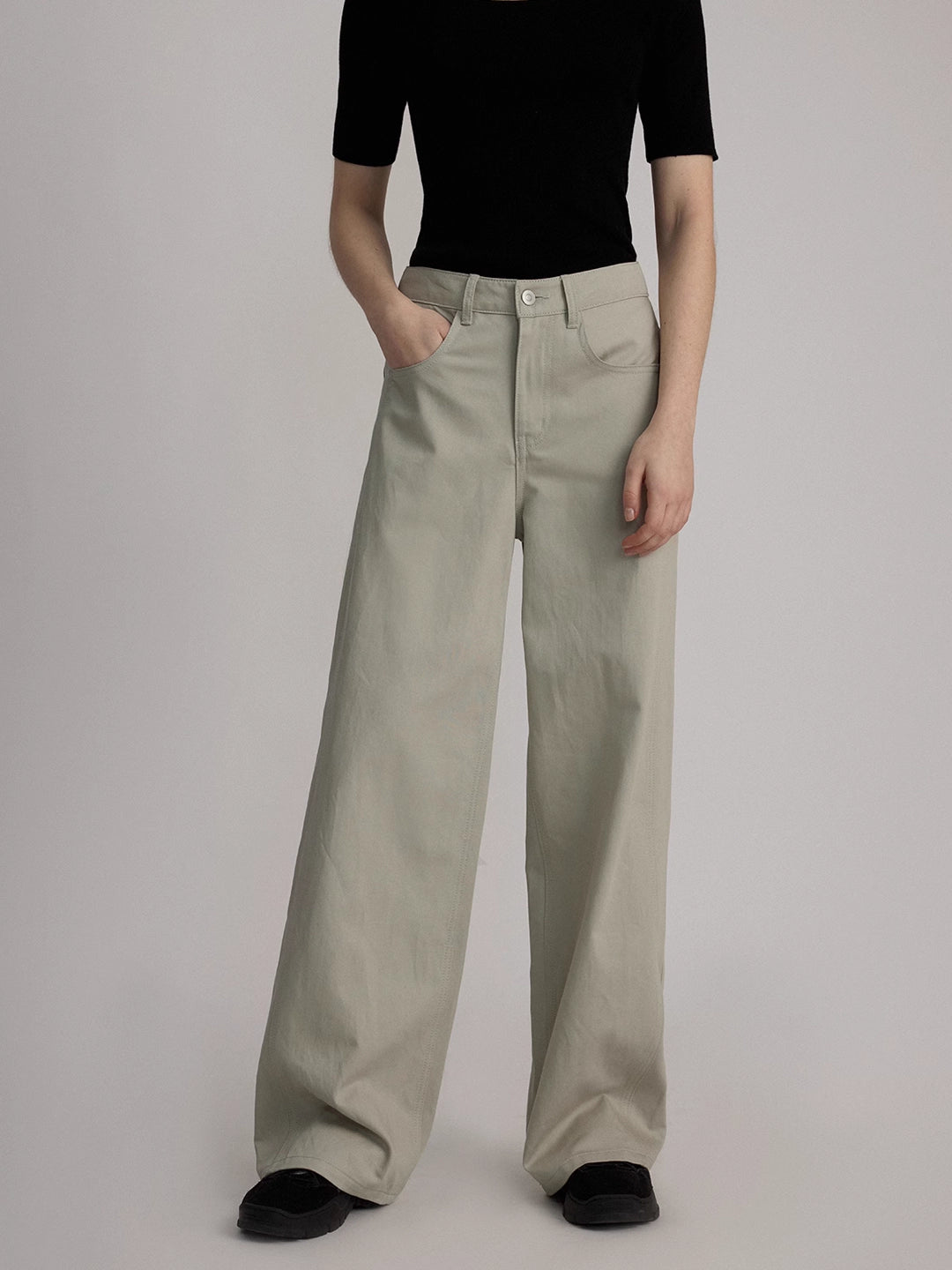 High-Waisted Straight-Leg Trousers