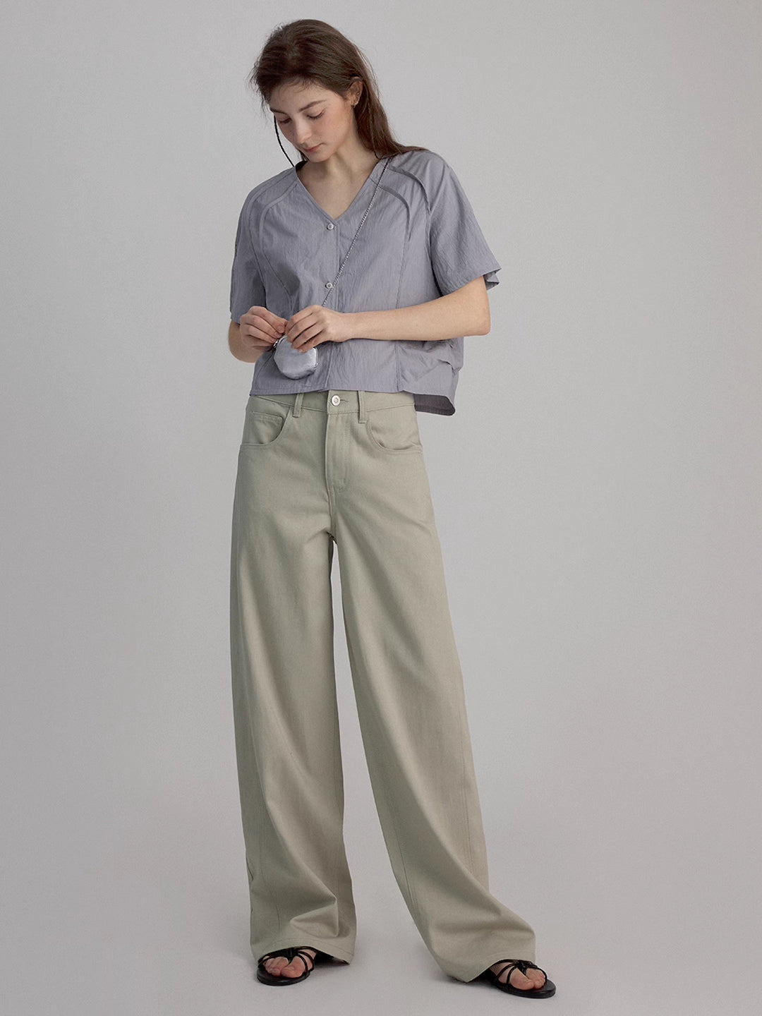 High-Waisted Straight-Leg Trousers