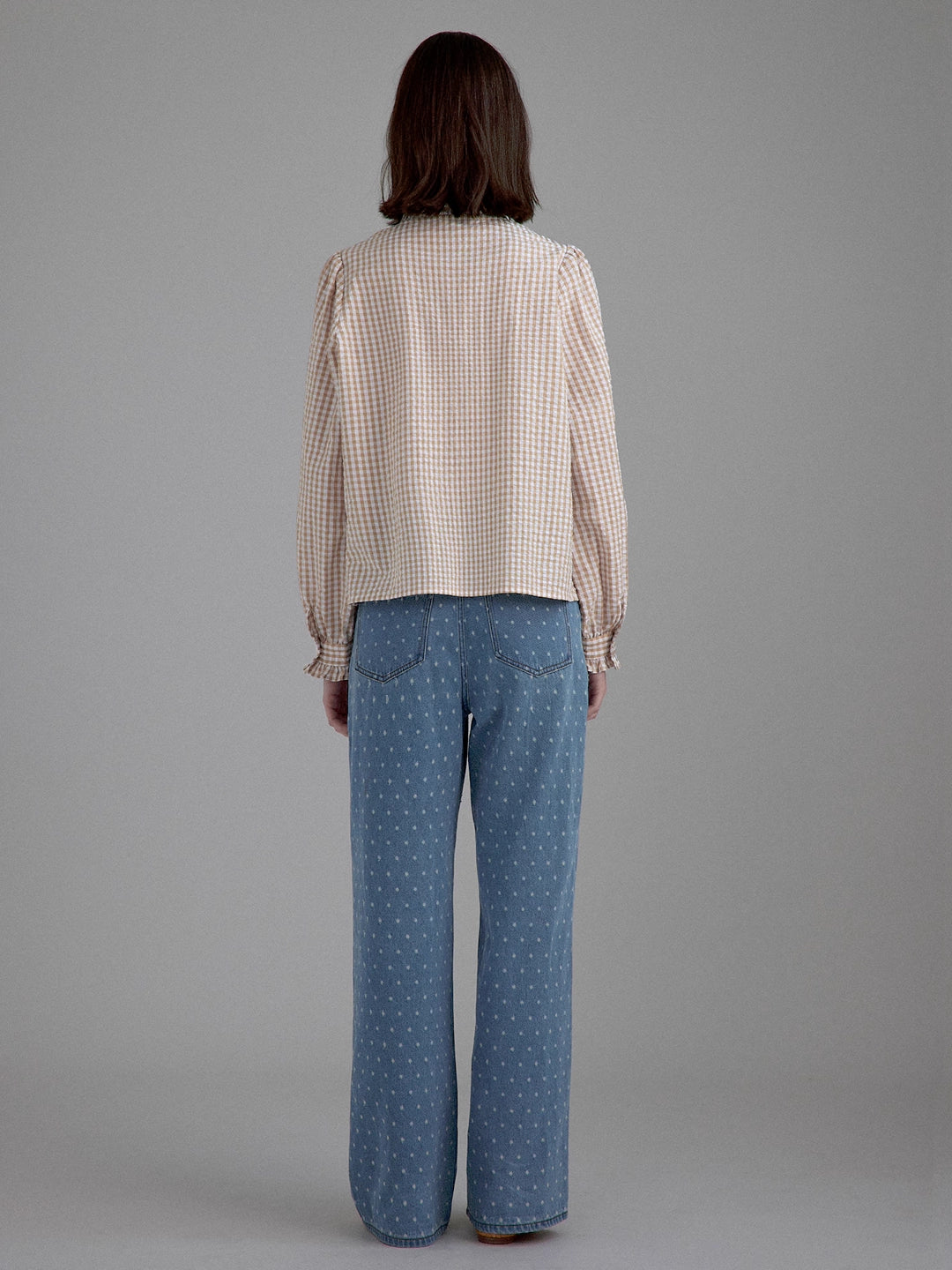 Polka Dot Straight-Leg Wide-Leg Jeans