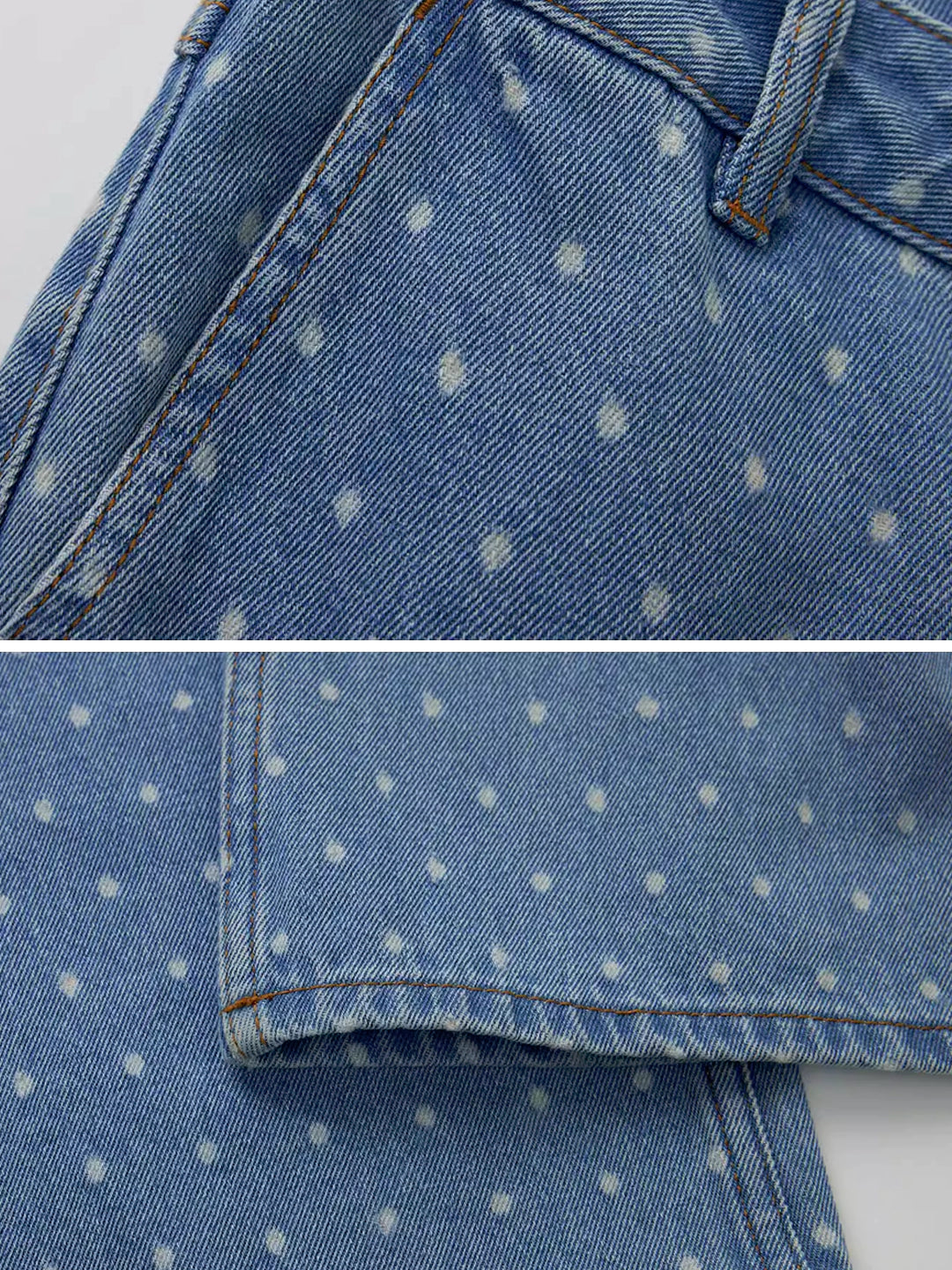 Polka Dot Straight-Leg Wide-Leg Jeans