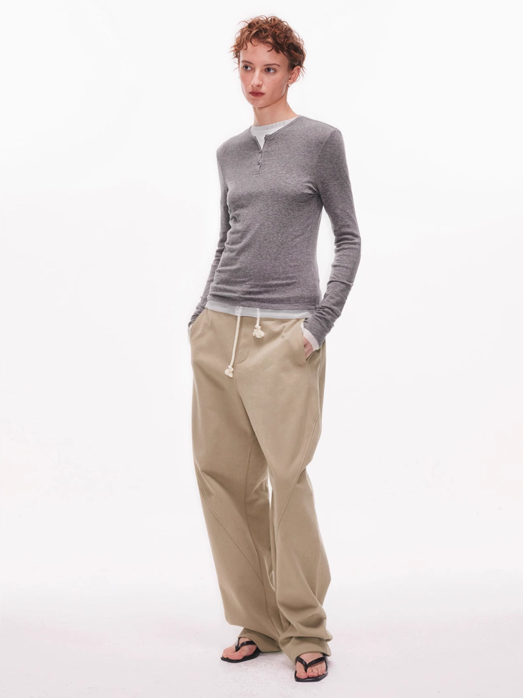 Wide Leg Pants in Cotton Blend