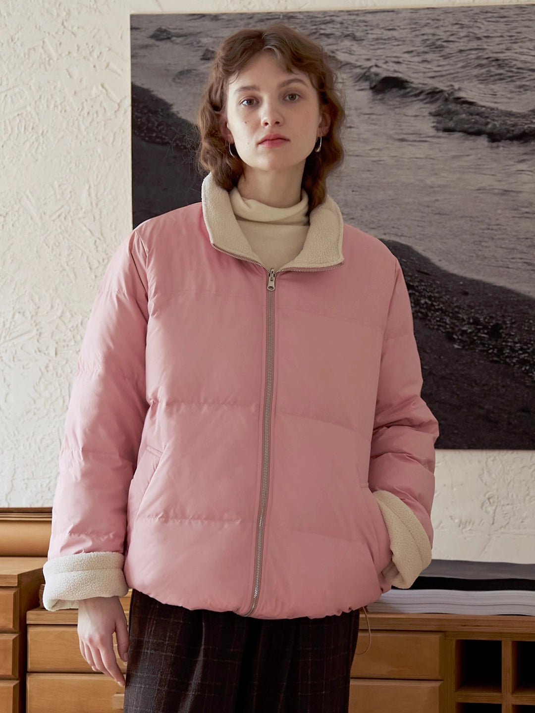 Reversible Color-Blocked Lightweight Duck Down Coat