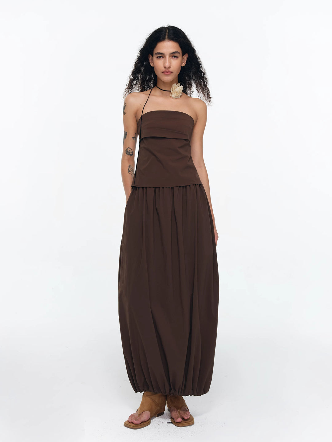 Draped Cocoon Midi Skirt