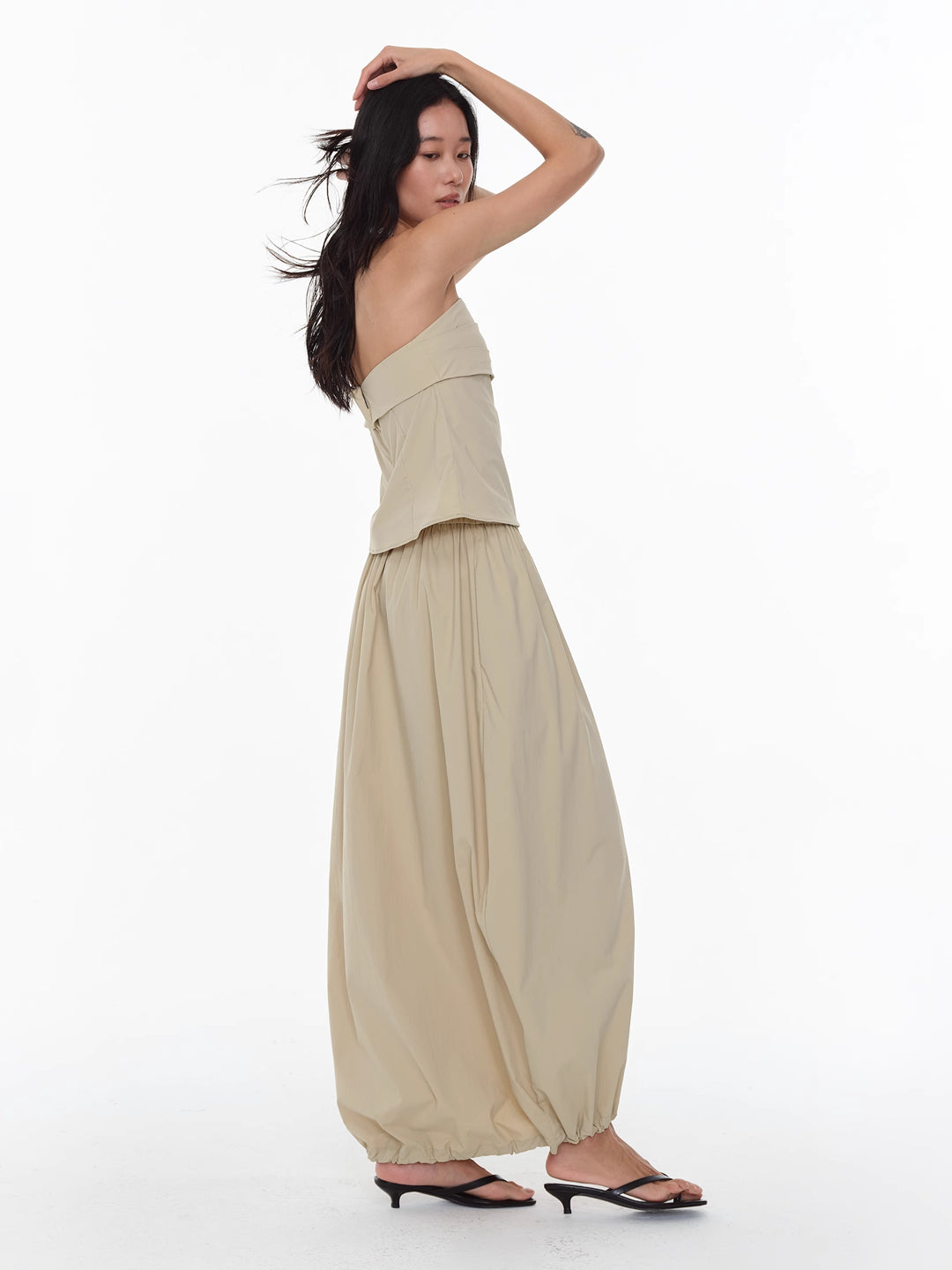 Draped Cocoon Midi Skirt