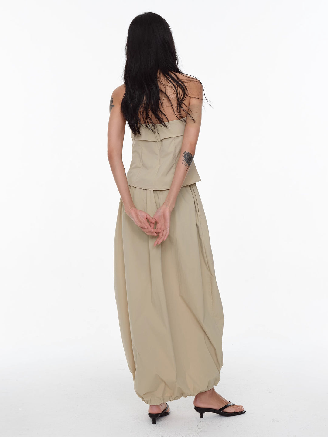 Draped Cocoon Midi Skirt