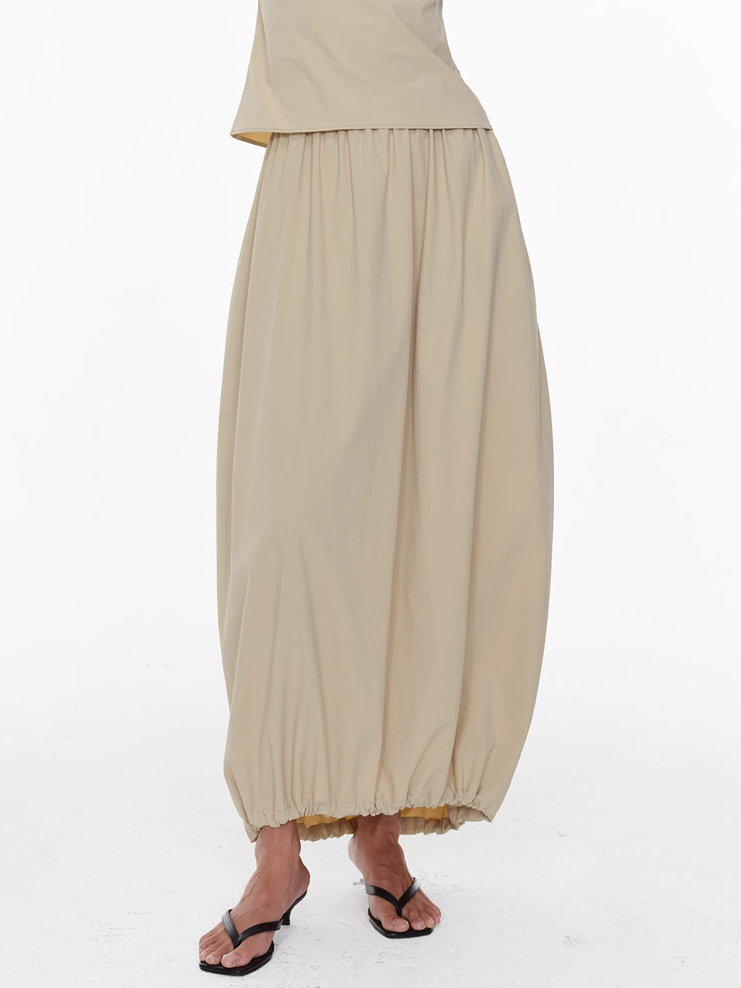 Draped Cocoon Midi Skirt