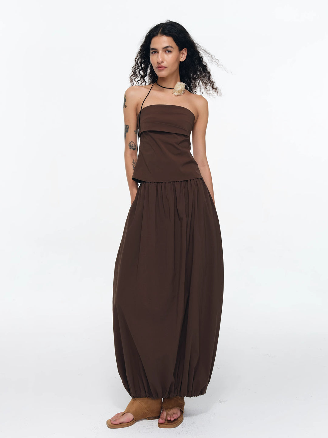 Draped Cocoon Midi Skirt