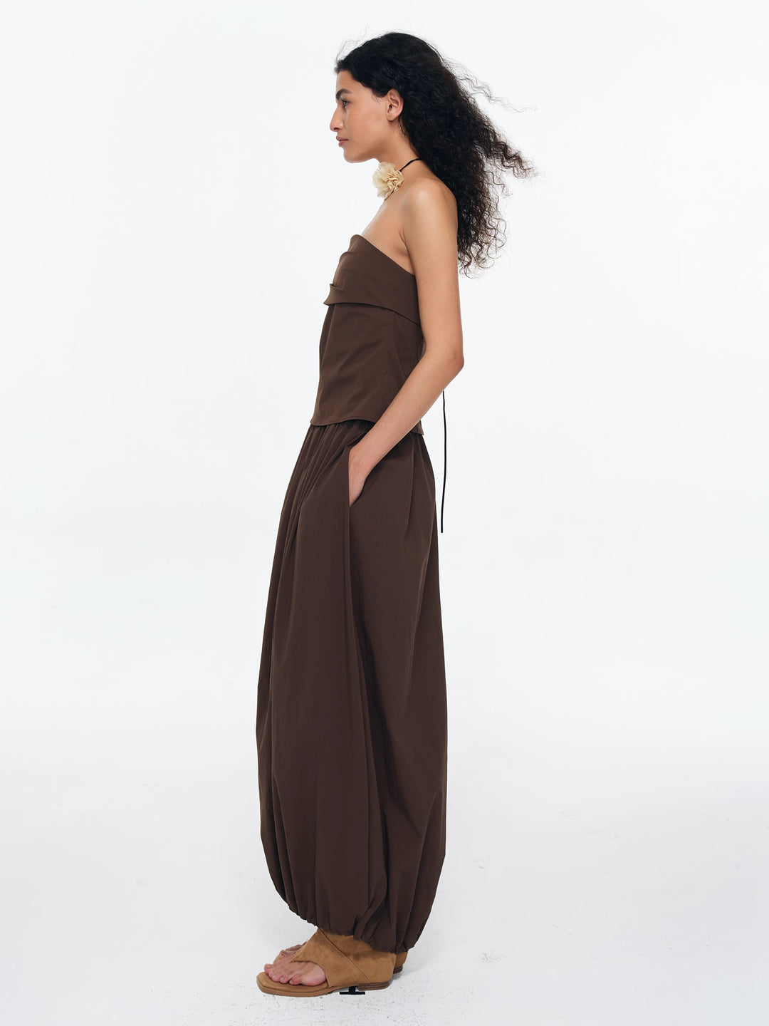 Draped Cocoon Midi Skirt