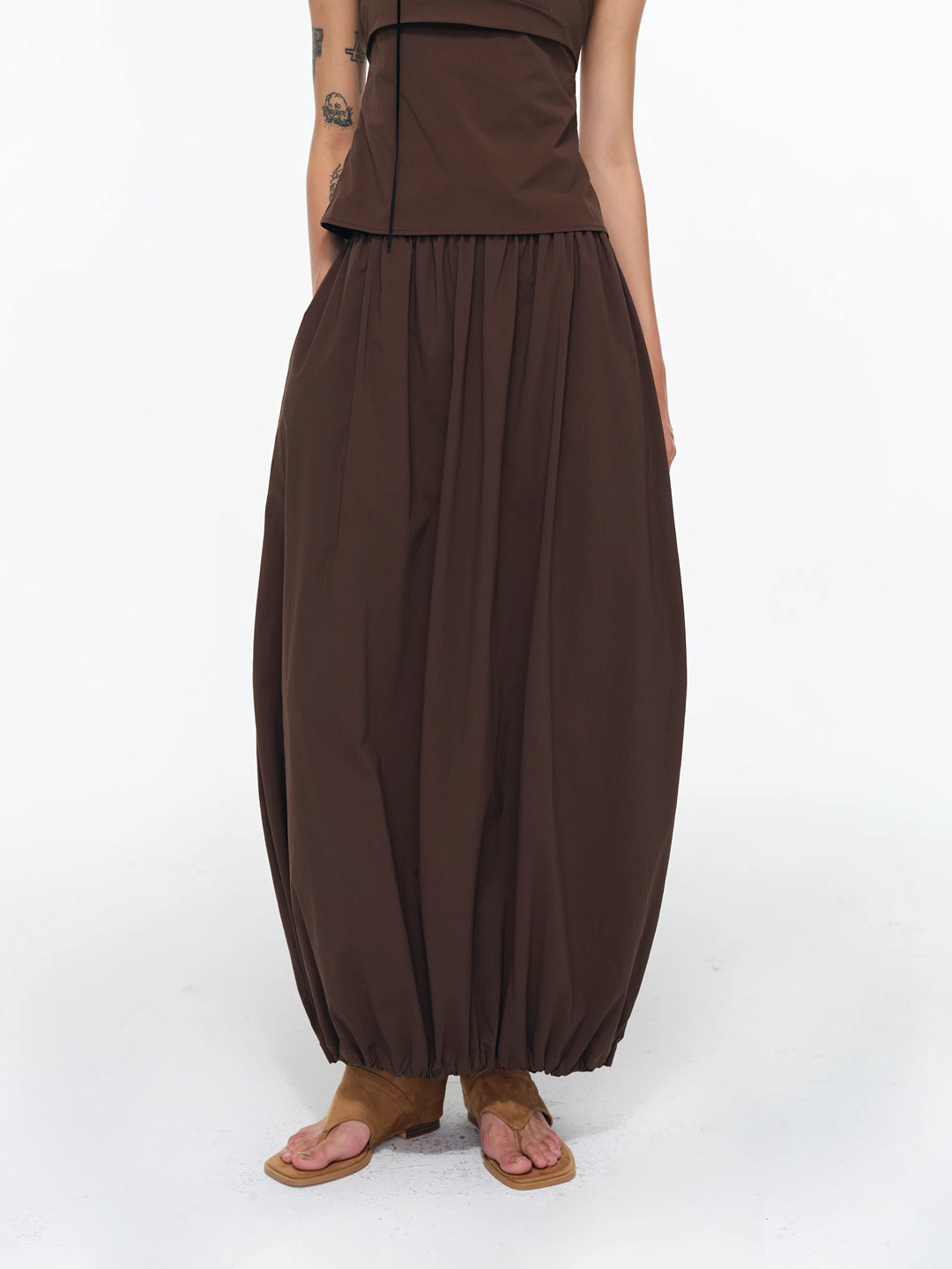 Draped Cocoon Midi Skirt