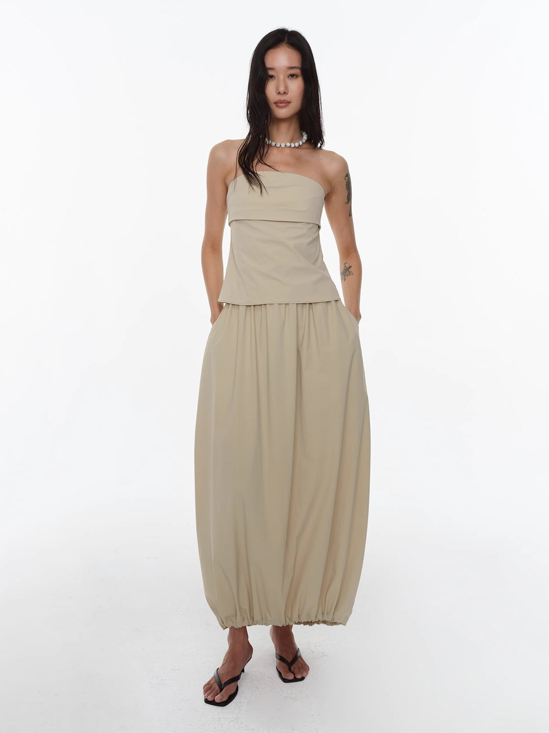 Draped Cocoon Midi Skirt