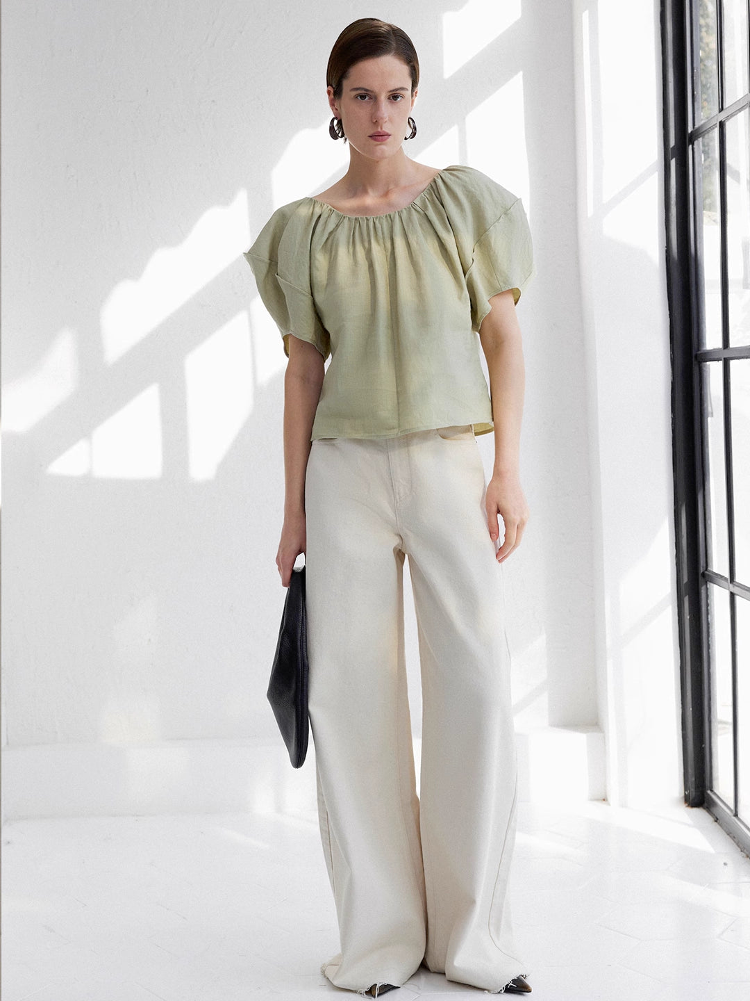 Puff Sleeve Top in Linen