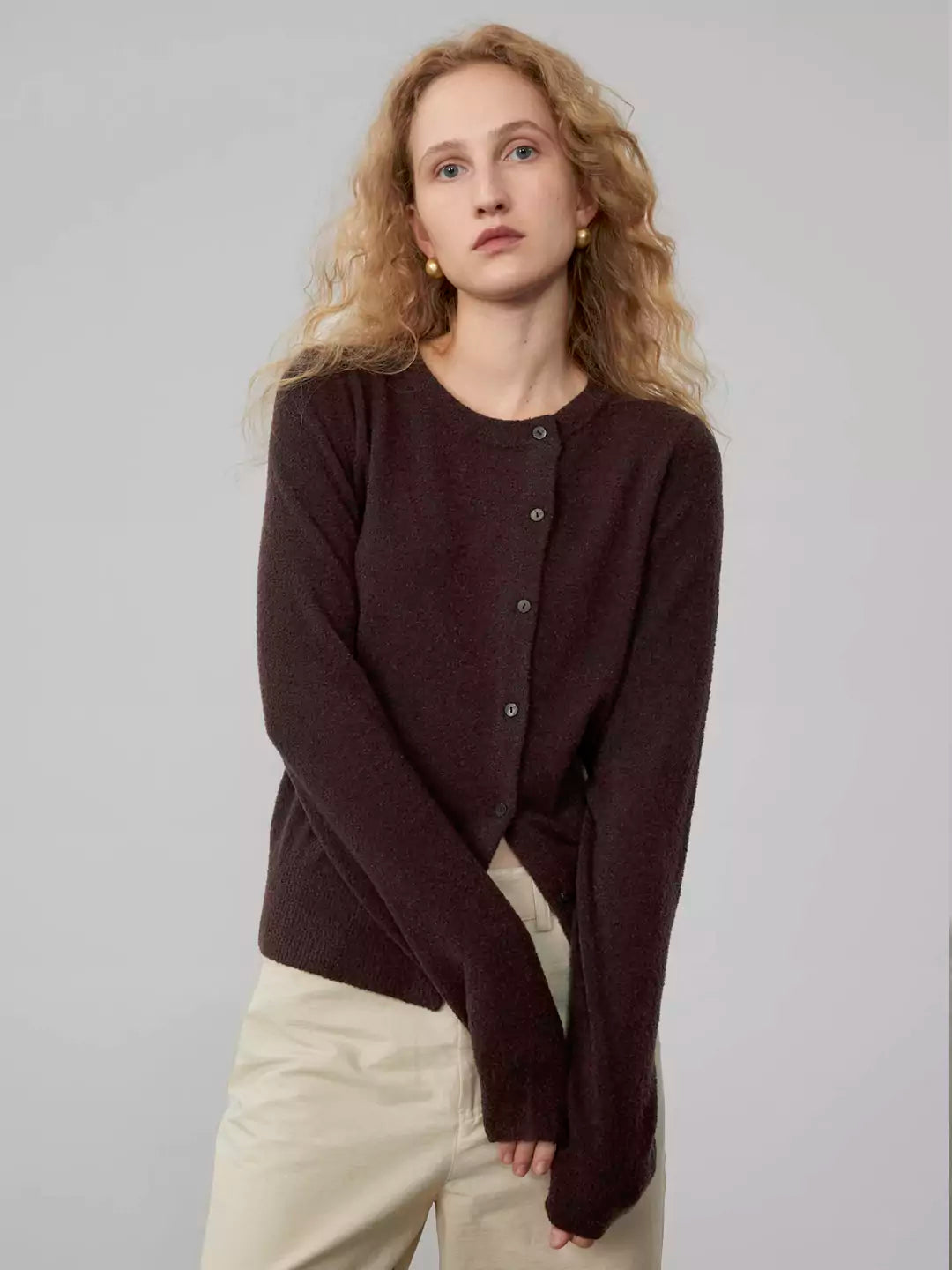 Wool Blend Asymmetrical Long Sleeve Cardigan